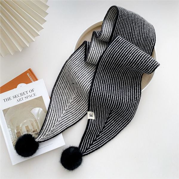 Lämmin Neck Tie Cashmere Huivi MUSTA black