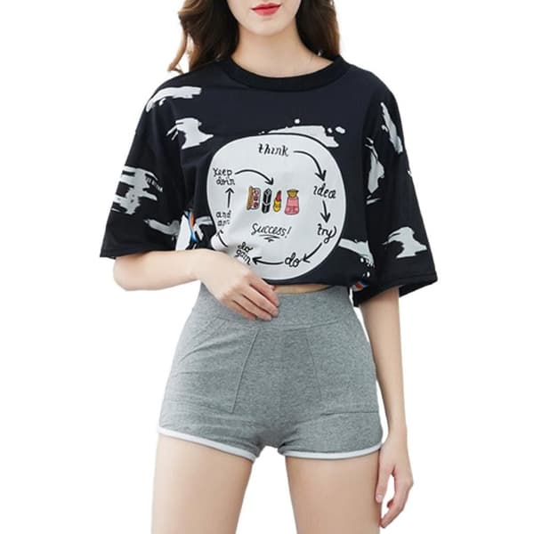 Smal bomulls yogashorts GRÅ L grey L