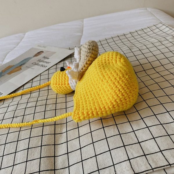 Stickad Ullväska Axelväskor GUL yellow