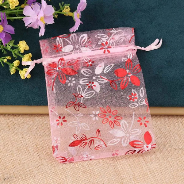 20 st/lot Organza smyckespåsar Presentförpackningspåsar ROSA 13X18CM Pink 13x18cm