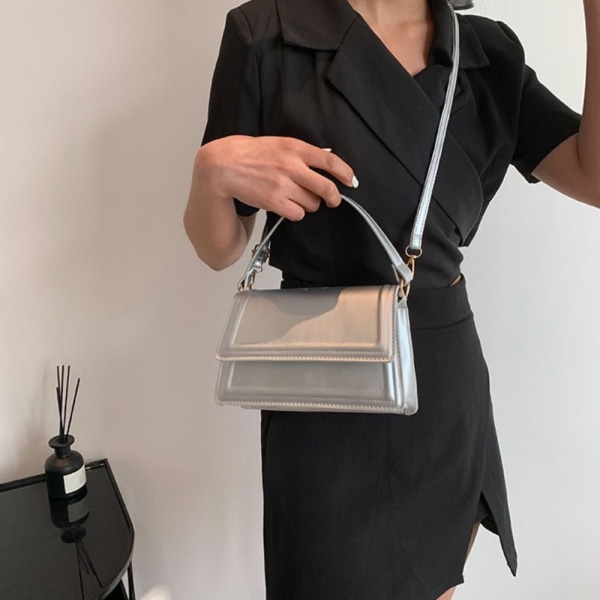 PU-klaff håndveske Travel Crossbody-veske SVART black