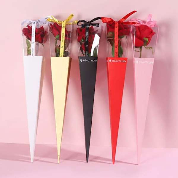 10 kpl Kirkas ikkuna Bouquet Box Kukkakimppu käärepaperi PUNAINEN Red