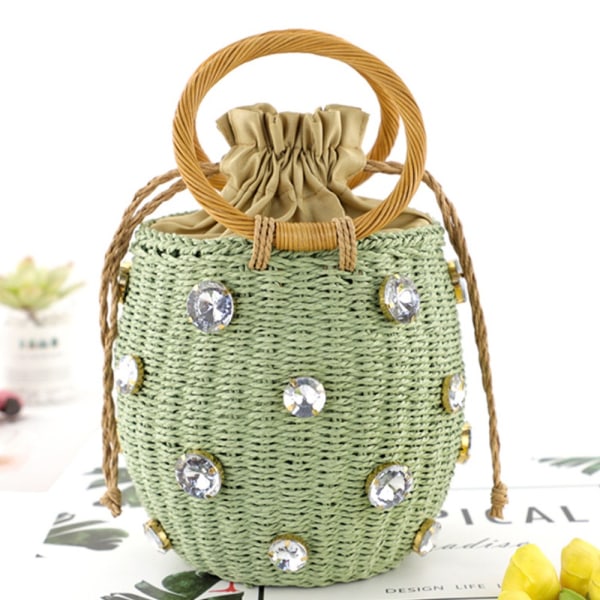 Vann Diamond Grass Woven Bag Håndholdt Rattan Woven Bag LIGHT Light coffee