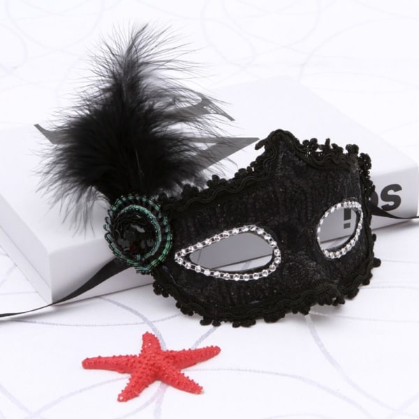 1 Stk Princess Mask Maskerade Mask SORT SORT black