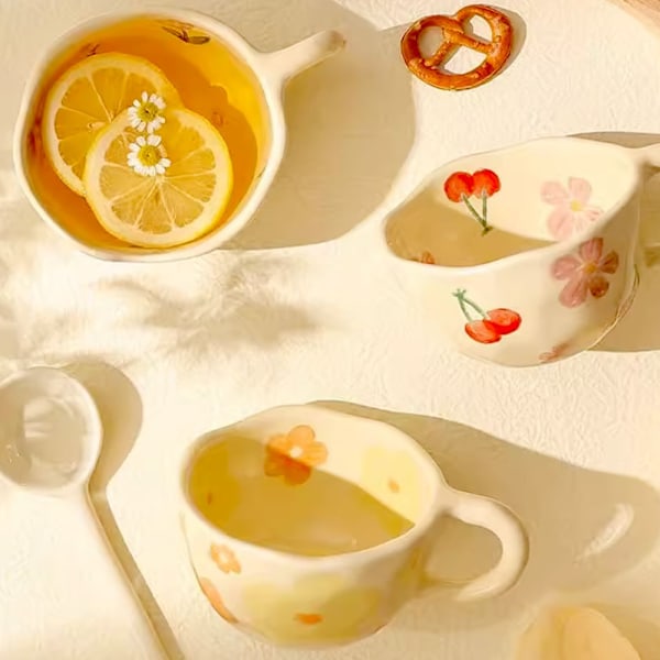 Kaffekoppar Havregrynsfrukost mugg BLÅ BLOMMA BLÅ BLOMMA Blue flower