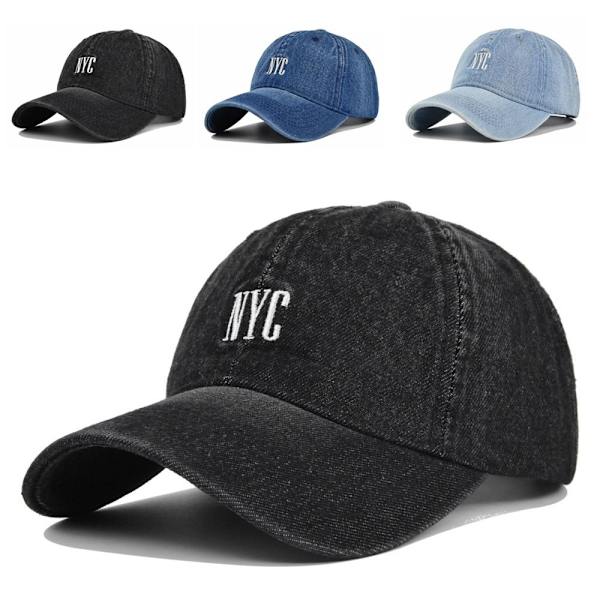 NYC Broderi Baseball Caps Distressed Faded Hats SORT black