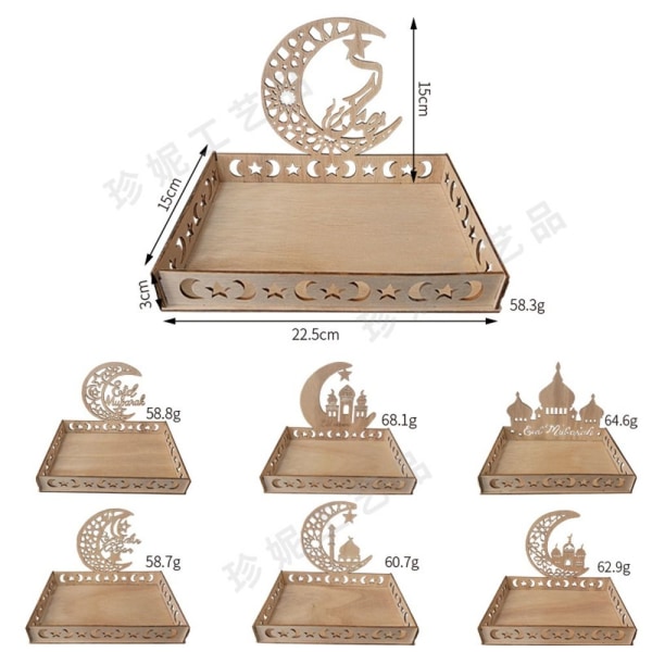 Eid Mubarak Moon Star Tray Ramadan Kareem Food Holder 4 4 4