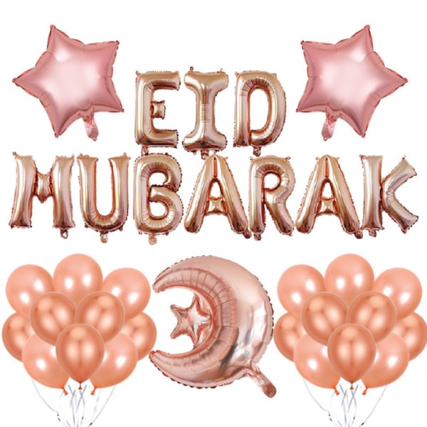 Eid Mubarak Ballonger Bokstav Folie Ballonger ROSE GULL Rose Gold