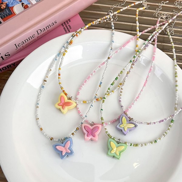 Rosett Halsband Dam Nyckelbenskedja GUL YELLOW