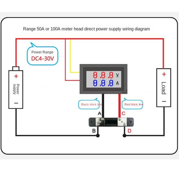 Voltmeter Ammeter 100A RÖD-RÖD 100A RÖD-RÖD 100A Red-Red