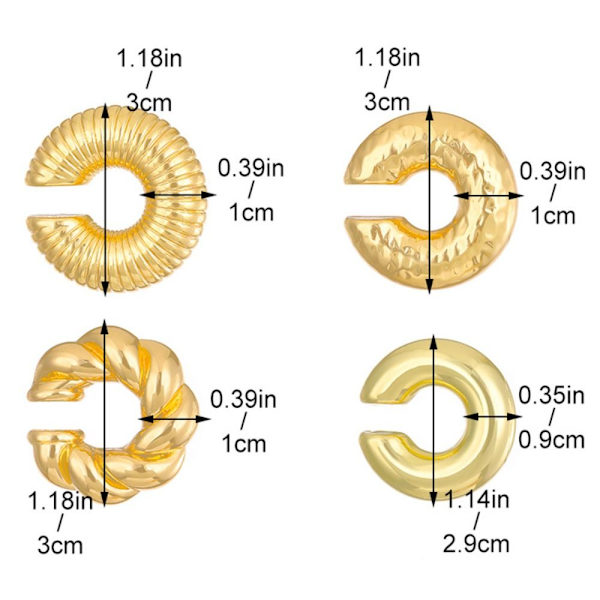 Øremanchet Øreknogleclip #2-GULD #2-Gold