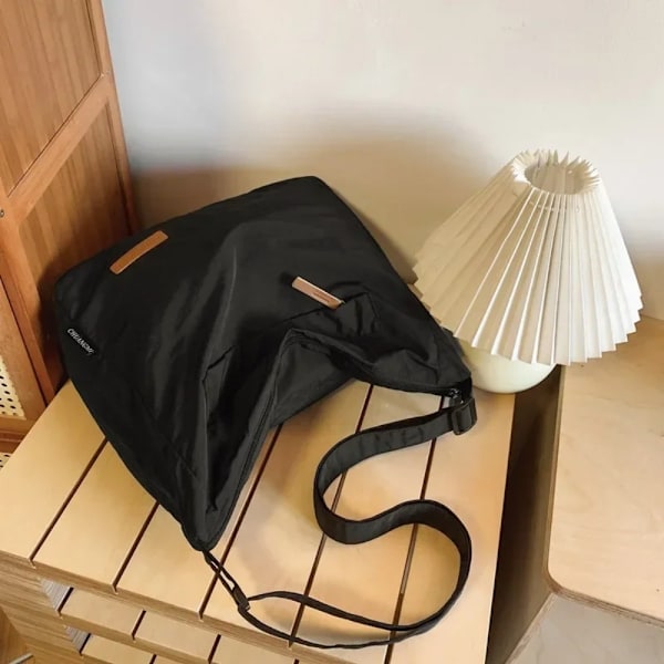 Olkalaukku Crossbody Laukku Suuret Canvas Messenger Laukut MUSTA Black