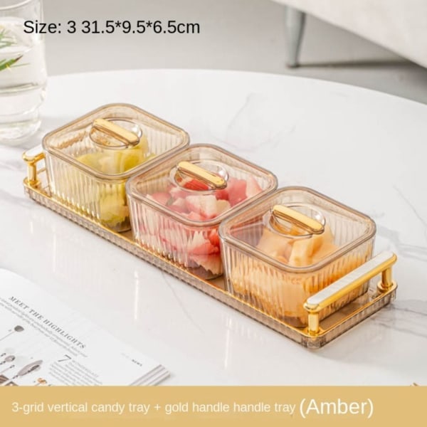 3/4/6 Grid Frugttallerken Tør Frugt Opbevaringsboks GULD 3 GRID 3 GRID Gold 3 Grid-3 Grid