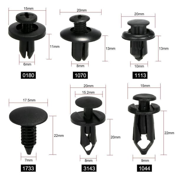Auto Fastener Nitter Plastic Clips 190Pcs