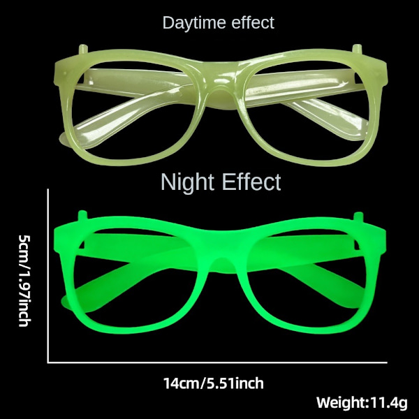 5stk Lysende briller Gløde briller LYS GRØNN FIRKANT light green square-square