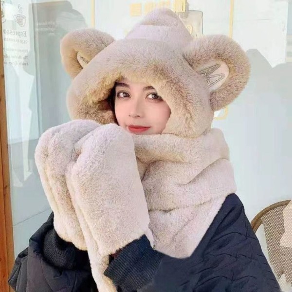 Bear Ears Hat Plyschhatt KHAKI Khaki