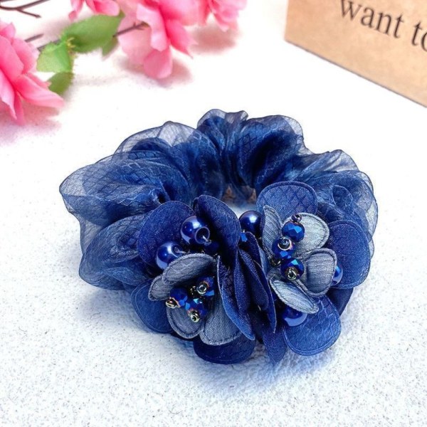 Flower Hair Scrunchies Elastiset hiusnauhat MUSTA Black
