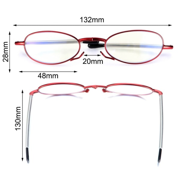 Sammenfoldelige læsebriller Presbyopia-briller RØD STYRKE 2,0X Red Strength 2.0x-Strength 2.0x