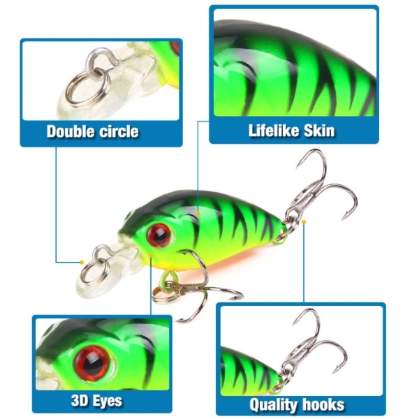 Minnow Fishing Lures Artificial Wobbler Bass Bait 6 6 6