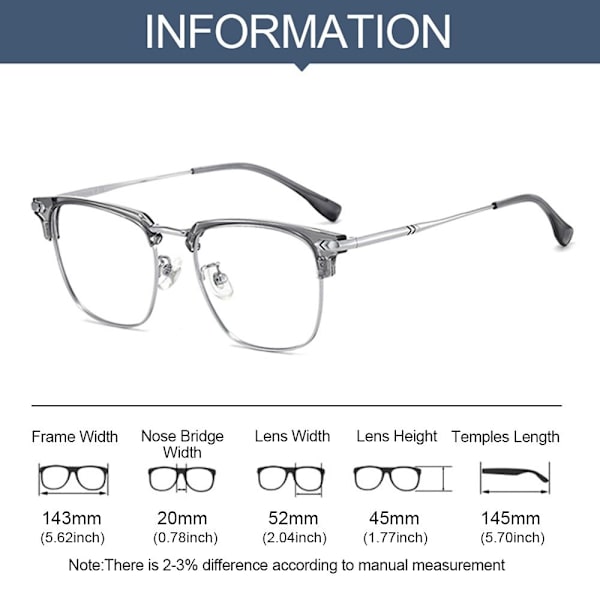 Anti-Blue Light Glasses Neliömäiset silmälasit MUSTA HARMAA MUSTA GREY Black grey