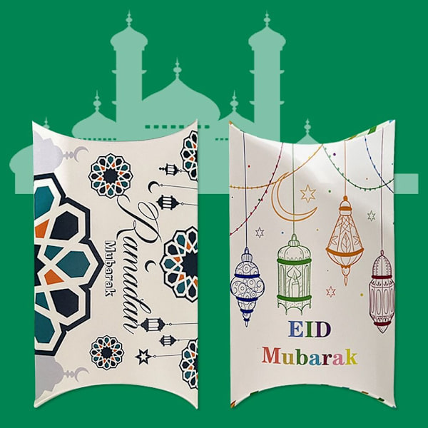 10 stk. Sødæske Pudeform Eid Mubarak Dekoration