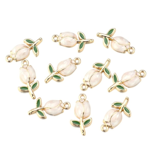 Emalje Flower Charms Floral Tulip Charms Floral Plant Tulip