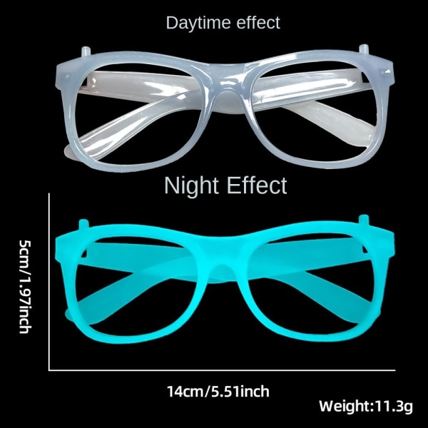 5stk Lysende briller Gløde briller LYSEBLÅ FIRKANT light blue square-square