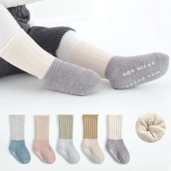Lange Patchwork Sokker Forårs Børnesokker GRÅ M gray M