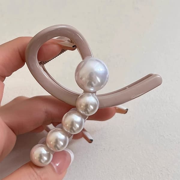 Perle Hårklemme Mode Elegante Hårspænder GRÅ Grey