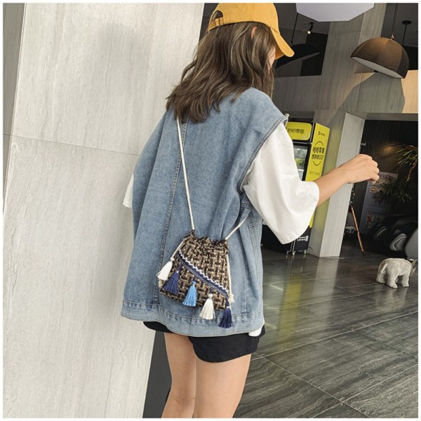 Etnisk stil Tassels Bag Allsidig Crossbody Bag BLÅ Blue