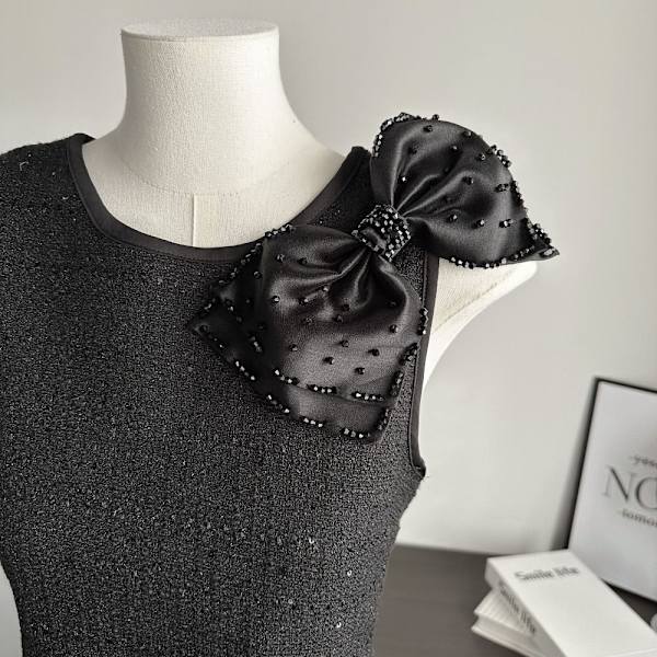 Sløjfe Stof Patch Bryst Blomst SORT 1 SORT 1 Black 1
