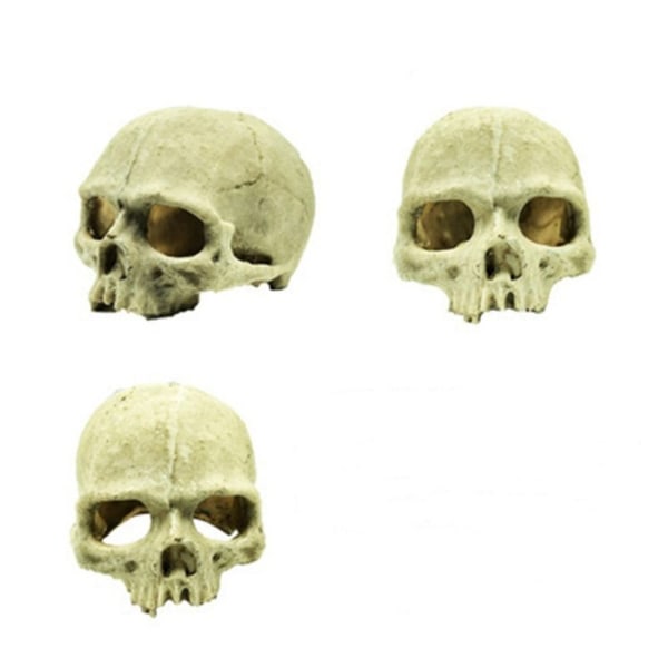 Akvarium Dekorativt harpiks hodeskalle ornament HATE SKALLEL HOTE SKADEL Hat Skull