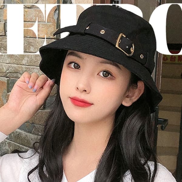 Bomulls bøttehatter Dame Sommerhatt HVIT White