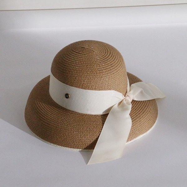 Dame Cap Beach Hat Hepburn Style Bøtte Hat MILKY WHITE MILKY Milky white