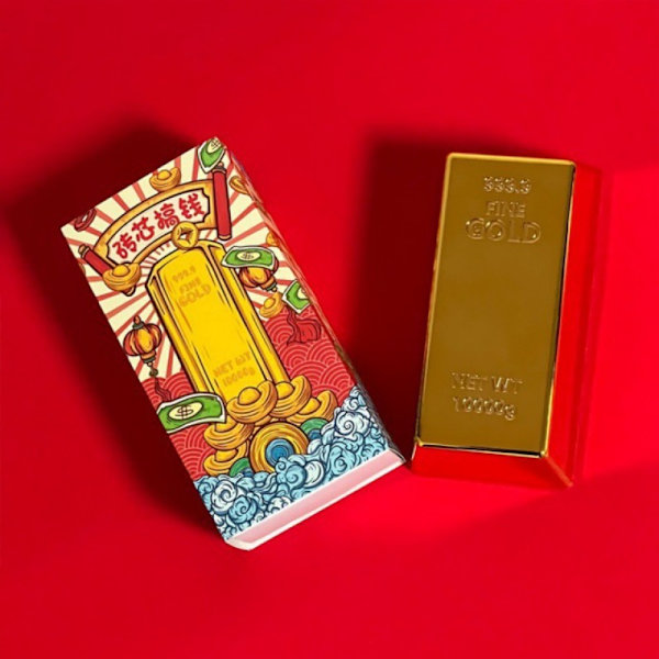 Pengar Packet Guld Tegel Rött Packet 3D Pengar Kuvert