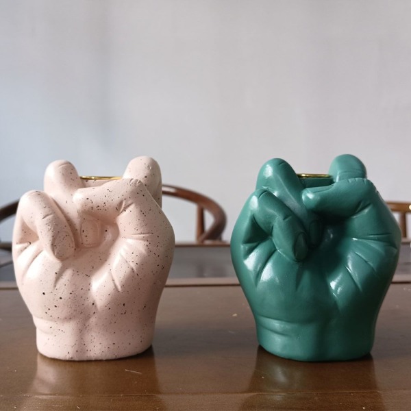 Mellemfinger lysestage Duftlysholder GRØN green