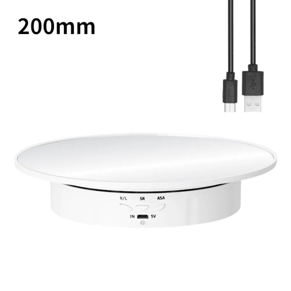 Motoriserad Roterande Spegel Display Stativ Skivspelare VIT White