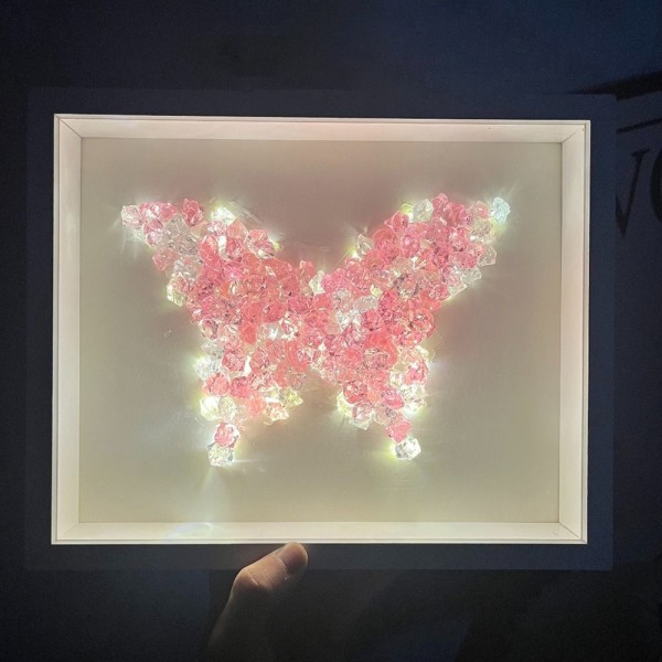 Käsintehty Crystal Photo Frame Set DIY Crystal Frame Kits PINK pink butterfly-butterfly