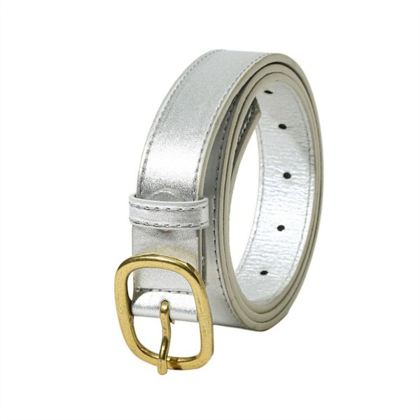 Läderbälte Elliptisk stift Spänne Midjeband SILVER silver