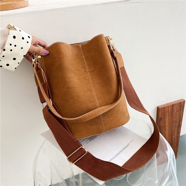 Minimalistisk Bucket Bag Håndholdt Skuldertaske SORT Black