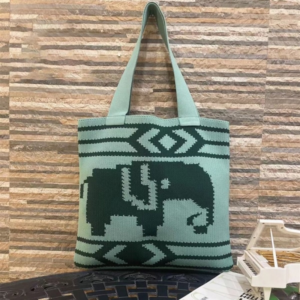 Stickade axelväskor Virkad väska KHAKI khaki