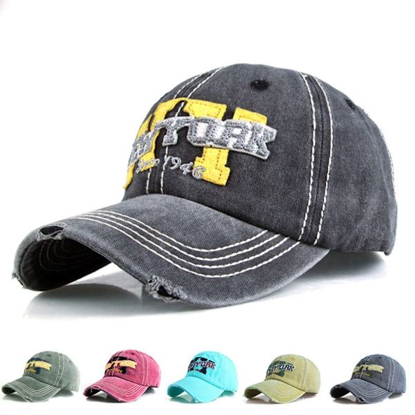 Brevbroderi Baseballkepsar Distressed Hole Faded Hats ARMY army green