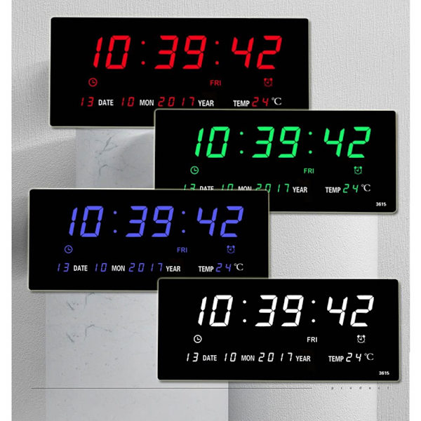 Elektronisk veggklokke Digitale LED-klokker HVIT White
