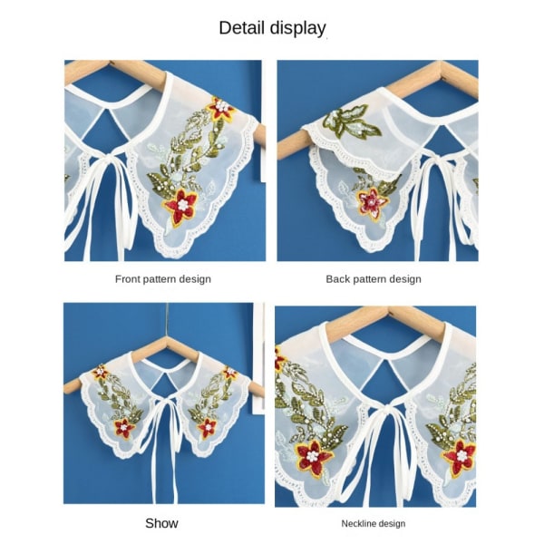 Kvinners blondekrage Dingzhu sjalkrage Front Placket krage