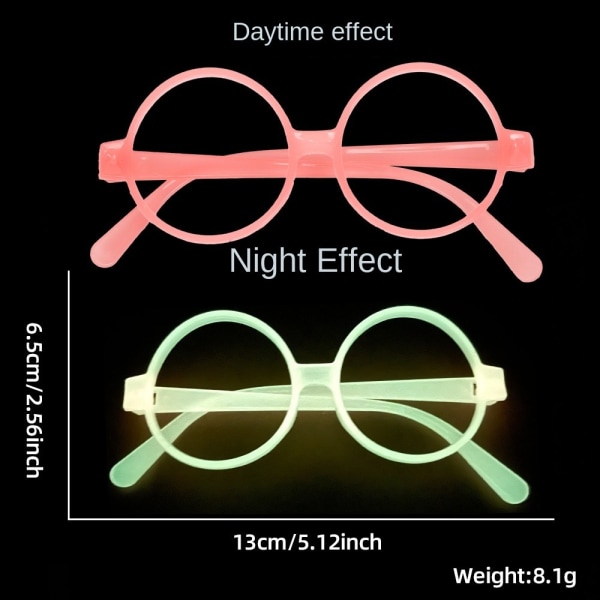 5stk Lysende Briller Gløde Briller LYSROSA RUND RUND light pink round-round