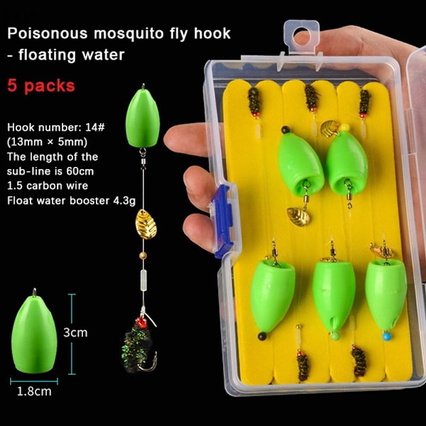 5Förpackningar/Låda Set Fiskedrag STYLE 1 FLYTTE STYLE 1 Style 1 float