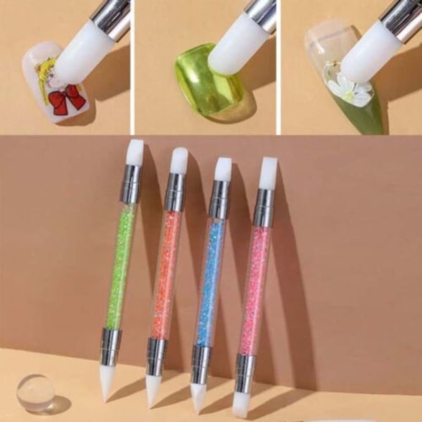 Nail Art Silikonpenna Dual Tip Dotting Penna GUL Yellow