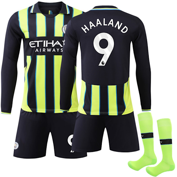 Manchester City Borte Fotballdrakt Barn Voksen 2024-2025 Nr. 9 Haaland Adult L