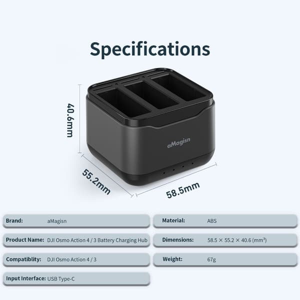 Batterilader Batteriladeboks Ladehub For Action 4/3