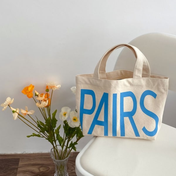 Canvas Shopping Tote Bag Oppbevaringsveske Letter Canvas Bag